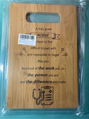 Source Unknown Bamboo Nurse Serving/Chopping Board with Black Print